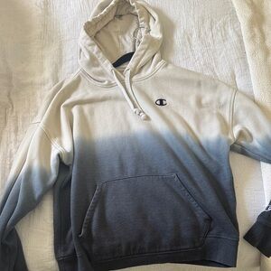 Champion Men's Black and White Gradient Hoodie